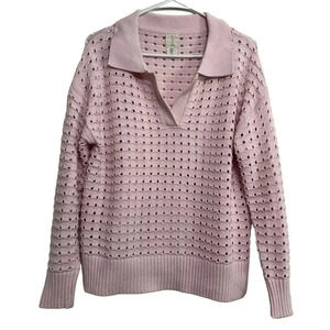 Joie women’s cotton blend open knit collared sweater. Size small